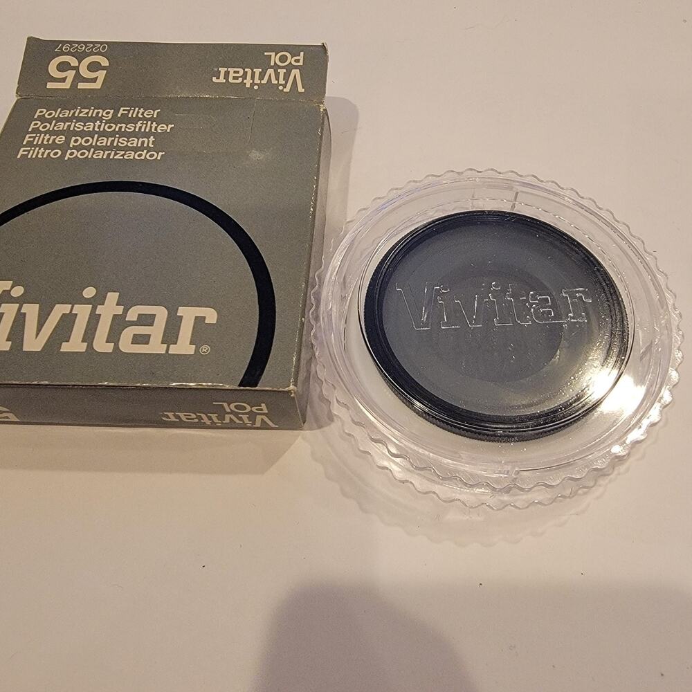 Vivitar POL 55mm Polarizing Filter Black SLR Camera Lens Accessory W/ Case Box